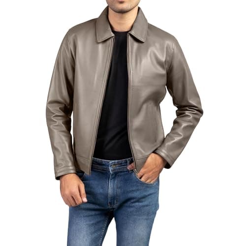 Premium Leather Jacket for Men - Classic Polo Collar Style for Everyday Wear