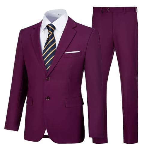 Amyox Men's Slim Fit Two Piece Wedding Prom Suit Jacket & Pants Set