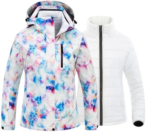 CREATMO Women's 3-in-1 Waterproof Snowboarding Jacket Winter Snow Coat