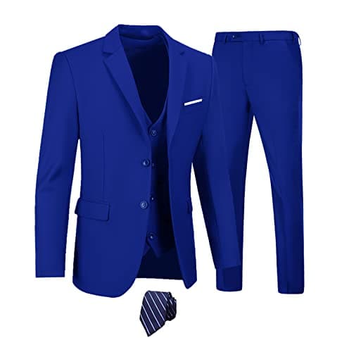 Men's 3-Piece Slim Fit Suit Set - Wedding Business Tuxedo with Blazer, Vest, Pants & Tie