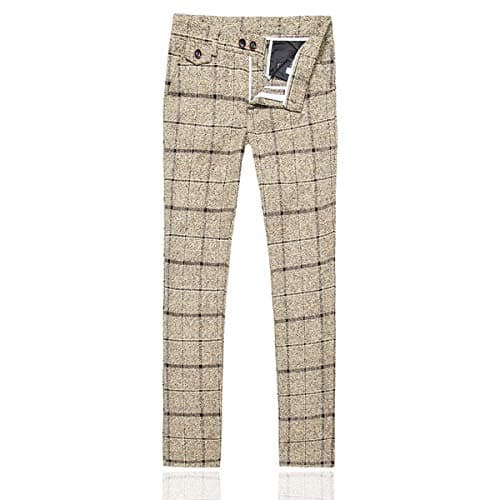 Cloudstyle Men's 3-Piece Plaid Slim Fit Wedding Suit