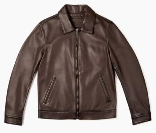 Classic Mens Genuine Lambskin Leather Jacket with Zip Out Liner