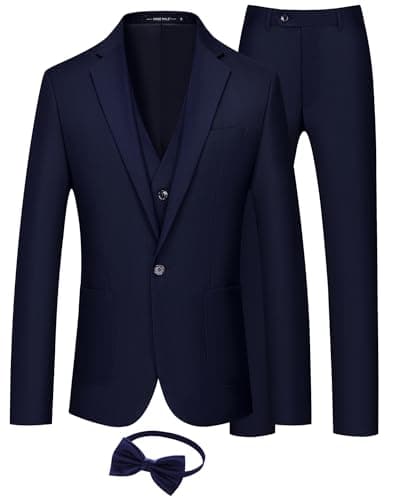 MAGE Men's Slim Fit Tuxedo Suit 3-Piece Set for Weddings and Proms