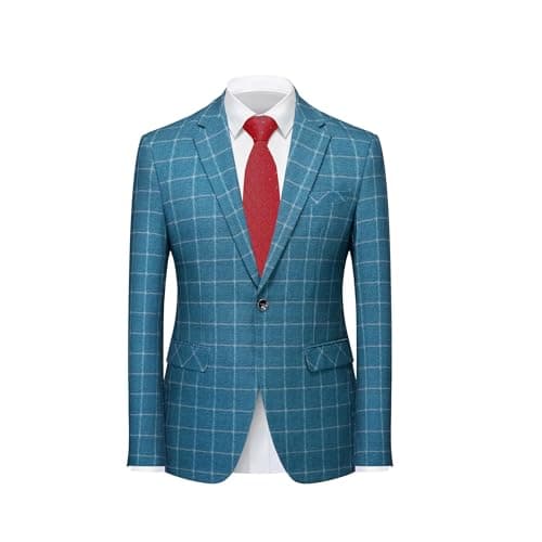MOGU Men's Slim Fit Plaid Suit - Blazer, Vest, Pants for Weddings, Proms, and Business