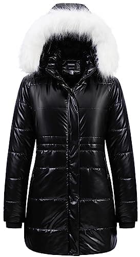 Chrisuno Women's Winter Warm Puffer Jacket with Faux Fur Hood