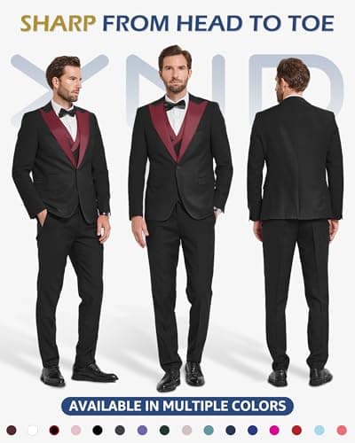 YND Men's Slim Fit Wedding Tuxedo Set with Bow Tie