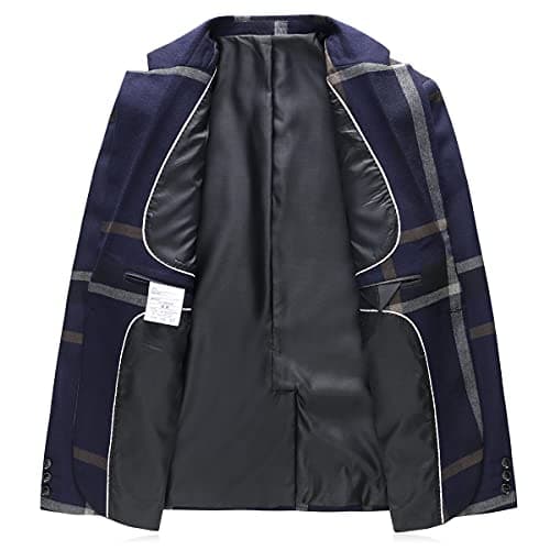 KUDORO Mens Check Plaid 3Piece Formal Suit Tuxedo Set