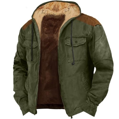 Thick Fleece Full Zip Hoodie for Men Sherpa Lined Warm Coat