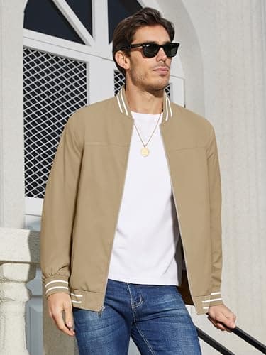 MAGCOMSEN Men's Lightweight Bomber Jacket Zip-Up Windbreaker