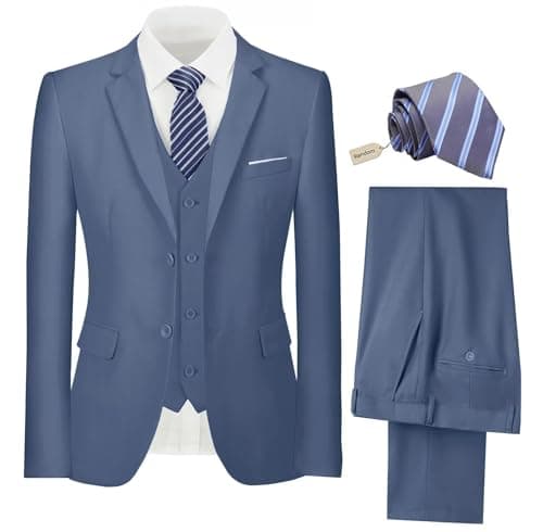 Pyiuhs Slim Fit 3 Piece Wedding Groomsmen Suit Set