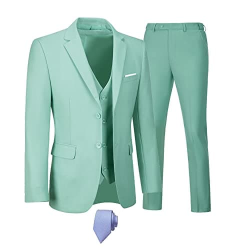 Men's 3-Piece Slim Fit Suit Set - Wedding Business Tuxedo with Blazer, Vest, Pants & Tie