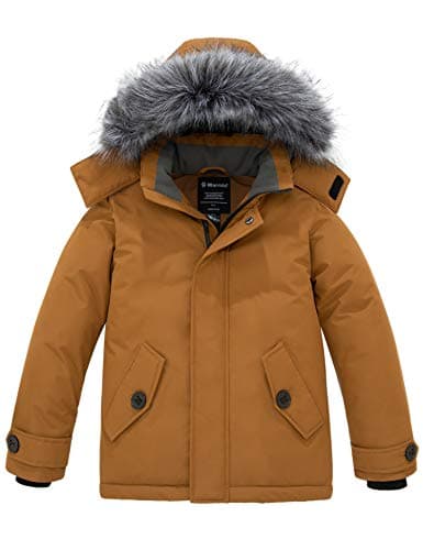 Wantdo Boys' Winter Waterproof Puffer Jacket with Hood & Fleecy Lining