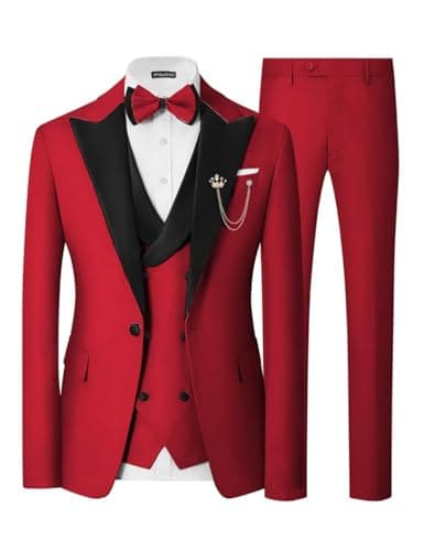 SPTALLFITJSV Mens Slim Fit Double Breasted Tuxedo Suit for Wedding Prom Dinner
