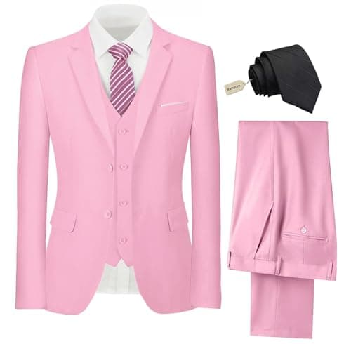 Pyiuhs Slim Fit 3 Piece Wedding Groomsmen Suit Set