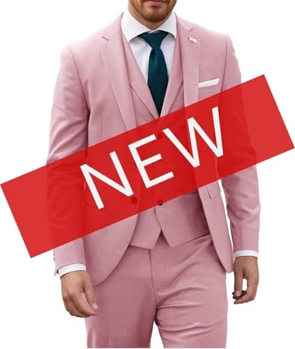 Wangyue Mens Slim Fit 3-Piece Prom Wedding Suit with Blazer Vest Pant