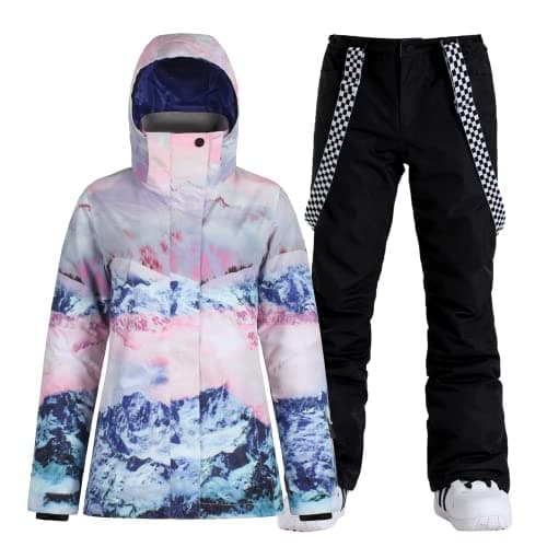 IMPHUT Women's Ski Jacket & Pants Snowsuit Insulated Warm Waterproof Windproof