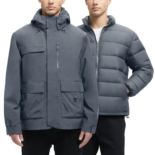 Men's Waterproof 3-in-1 Winter Ski Coat Puffer Liner Snow Windbreaker