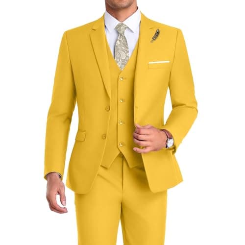 Mrbuerly Men's Slim Fit 3-Piece Suit for Groomsmen with Tie and Pants XS/36-30