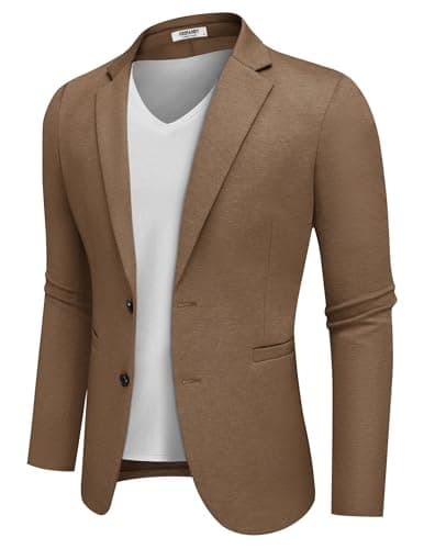 COOFANDY Men's Casual Two-Button Knit Blazer Lightweight Sport Coat Suit Jacket