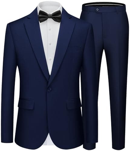 WEEN CHARM Men's Slim Fit 2-Piece One-Button Blazer & Tuxedo Pants Wedding Prom Suit Set