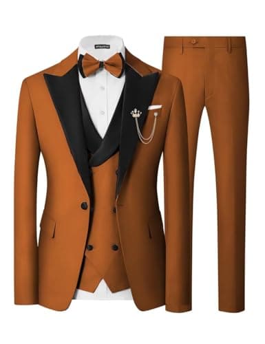 SPTALLFITJSV Mens Slim Fit Double Breasted Tuxedo Suit for Wedding Prom Dinner