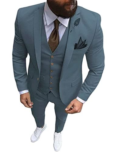Wangyue Men's Slim Fit 3 Piece Suit Set