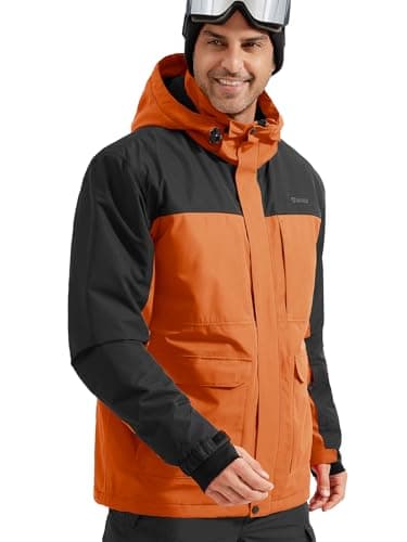 FREE SOLDIER Men's Waterproof Winter Ski Jacket with Hood and Fleece Lining