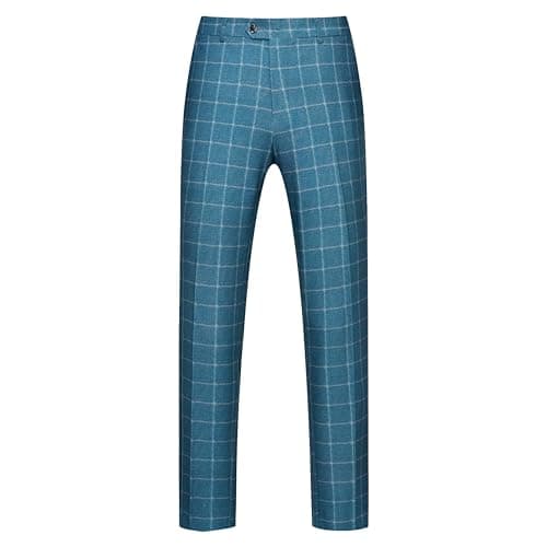 MOGU Men's Slim Fit Plaid Suit - Blazer, Vest, Pants for Weddings, Proms, and Business