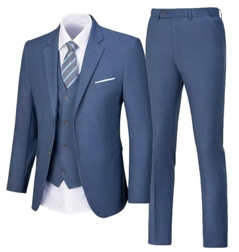 Aowdoy Men's 3-Piece Slim Fit Tuxedo Suit 2 Buttons for WeddingsProm Business