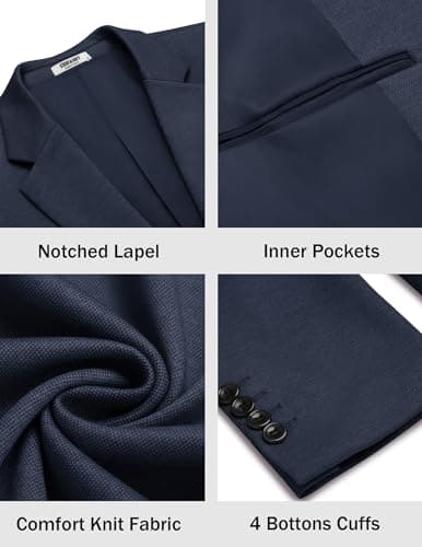 COOFANDY Men's Casual Two-Button Knit Blazer Lightweight Sport Coat Suit Jacket