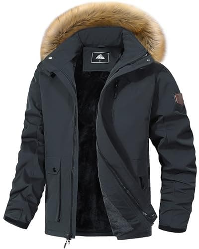 Maison Sen Men's Winter Waterproof Warm Ski Snowboard Jacket with Fur Hood