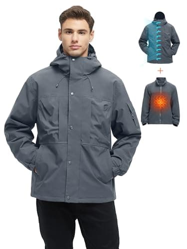 VOPOKER Men's 3-in-1 Water Resistant Ski Snow Warm Fleece Jacket with Multi-Pockets