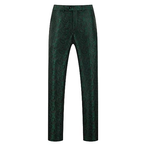 KUDMOL Mens Slim Fit Paisley Tuxedo Suit Prom Night One Button Blazer Vest Pants Set