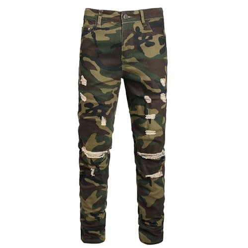 Slim Fit Men's Ripped Stretch Jeans