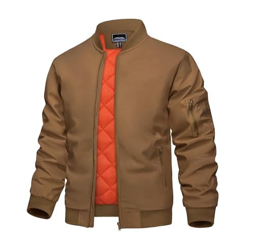 KEFITEVD Men's Windproof Bomber JacketWarm Winter Full Zip Coats