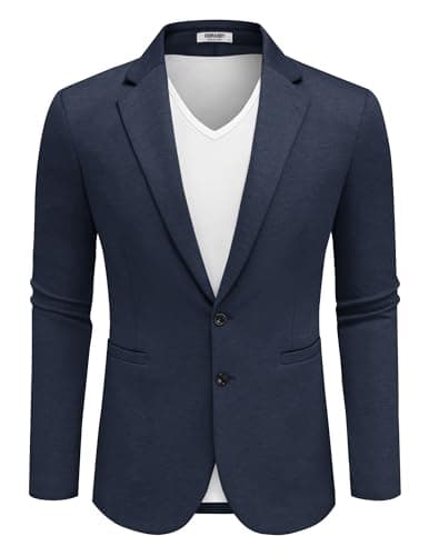 COOFANDY Men's Casual Two-Button Knit Blazer Lightweight Sport Coat Suit Jacket