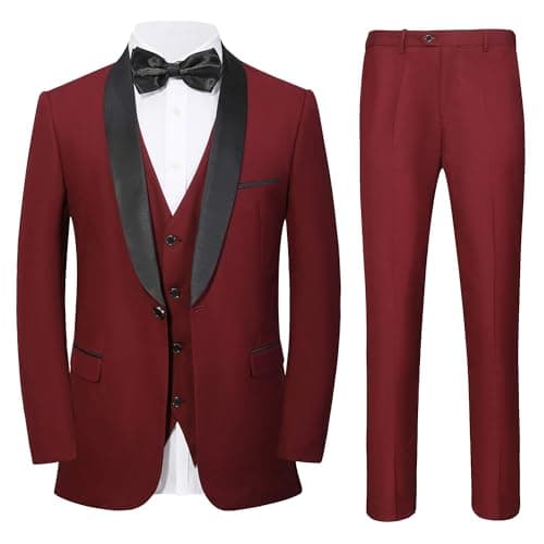 Beauty-Emily Men's 3-Piece Slim Fit Suit Set Jacket Vest Pants