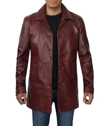 Brown Natural Distressed Leather Jacket for Men