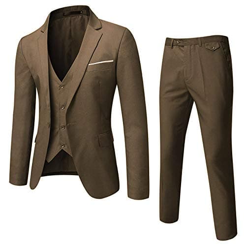 WULFUL Men’s Slim Fit 3-Piece Suit: Blazer, Vest & Pants for Business and Weddings