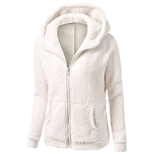 YMADREIG Women's 2023 Winter Fuzzy Fleece Zip-Up Hoodie Coats Plus Size Warm