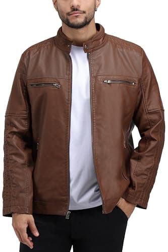 X RAY Men's Hooded PU Leather Jacket, Black, Large
