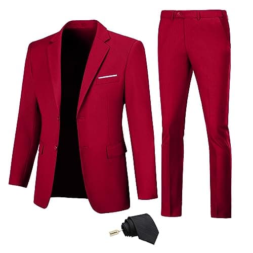 Fesenbo Men's Slim Fit 2-Piece Business Suit Blazer and Pants for Prom and Weddings