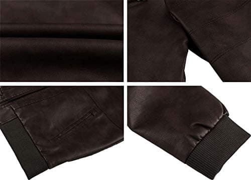Men's Vintage Leather Motorcycle Jacket with Removable Hood