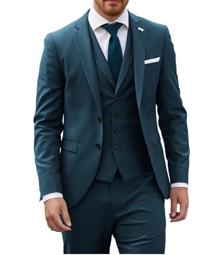 Wangyue Mens Slim Fit 3-Piece Prom Wedding Suit with Blazer Vest Pant