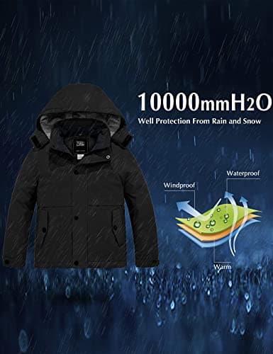 ZSHOW Boys' Waterproof Ski Jacket with Hood and Fleece Lining