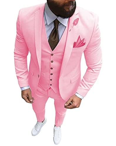 Wangyue Men's Slim Fit 3 Piece Suit Set