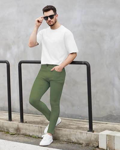 WULFUL Men's Slim Fit Skinny Stretch Jeans with Expandable Waist