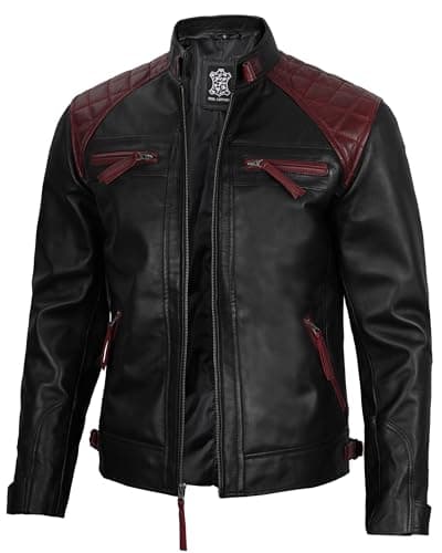 Blingsoul Quilted Cafe Racer Leather Jacket for Men