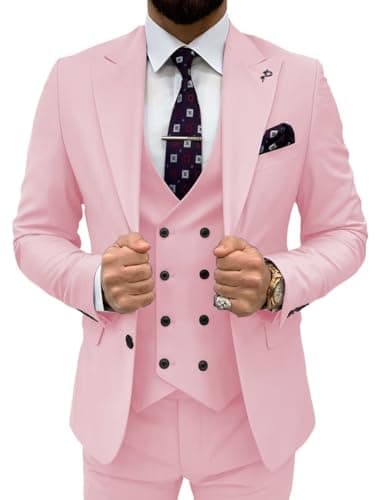 TIJOFA Men's Classic Double Breasted Suit for Wedding & Formal Events