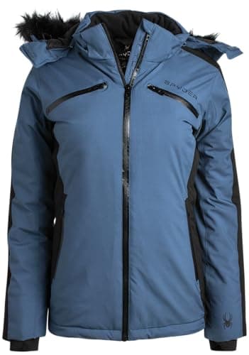 Spyder Women's Color Block Quilted Snow Jacket - Weatherproof Ski with Detachable Hood (S-XL)